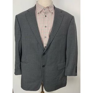 Men Samuelsohn Super 110s wool pinstripe 2-button lined blazer sportcoat, 44S